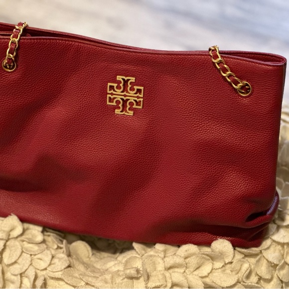 Tory Burch Bags Kira Red Pebbled Leather Bag Shoulder Bag With